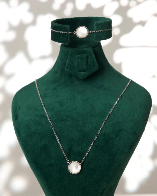 Ensemble Nacre en Argent 925 (Collier & Bracelet)